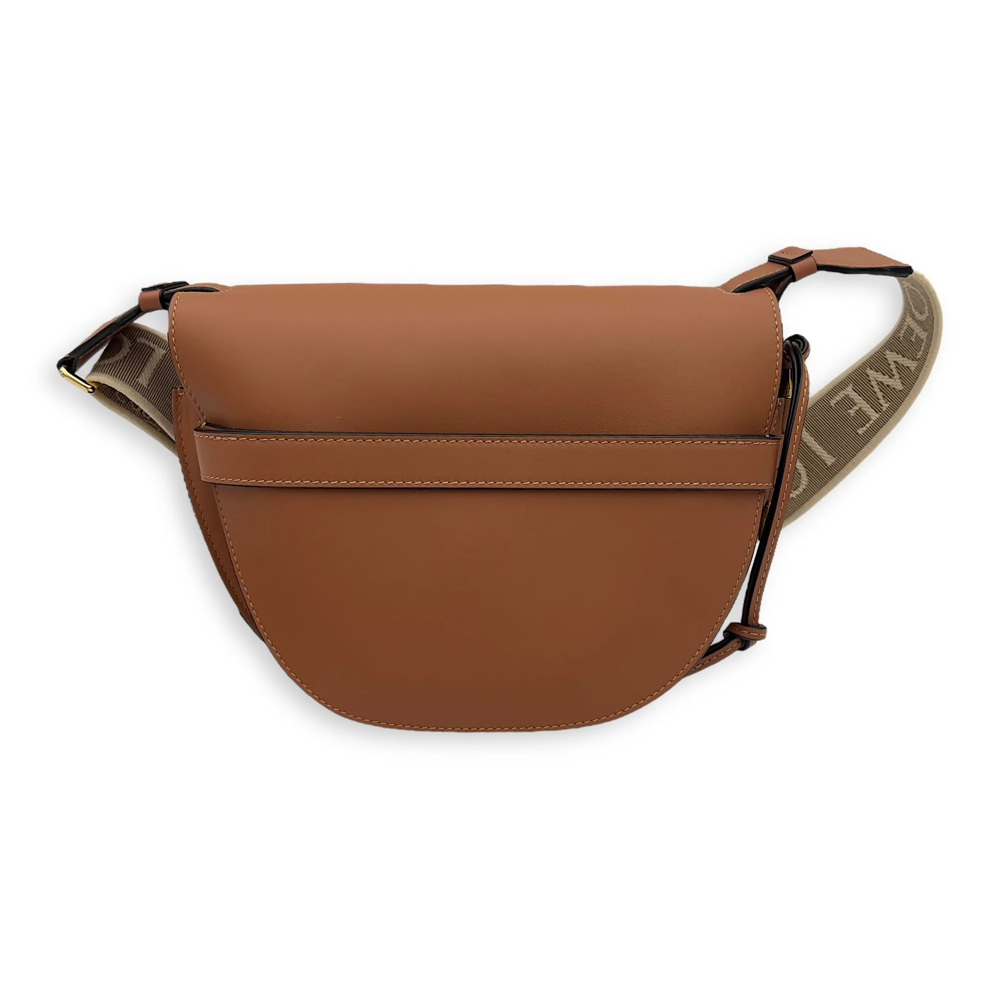 Gate Crossbody Bag Medium Brown in Calfskin, Gold hardware
