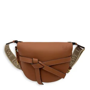 Gate Crossbody Bag Medium Brown in Calfskin, Gold hardware