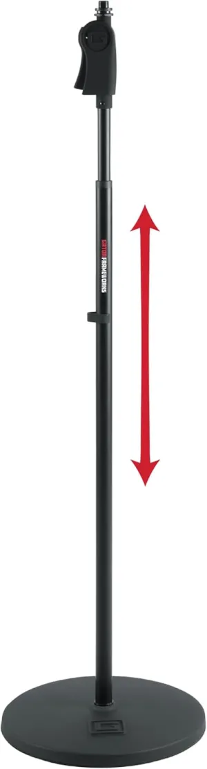Gator Frameworks Microphone Stand with 12" Weighted Base and Deluxe Soft Grip Squeeze Height Adjustment, (GFW-MIC-1201)