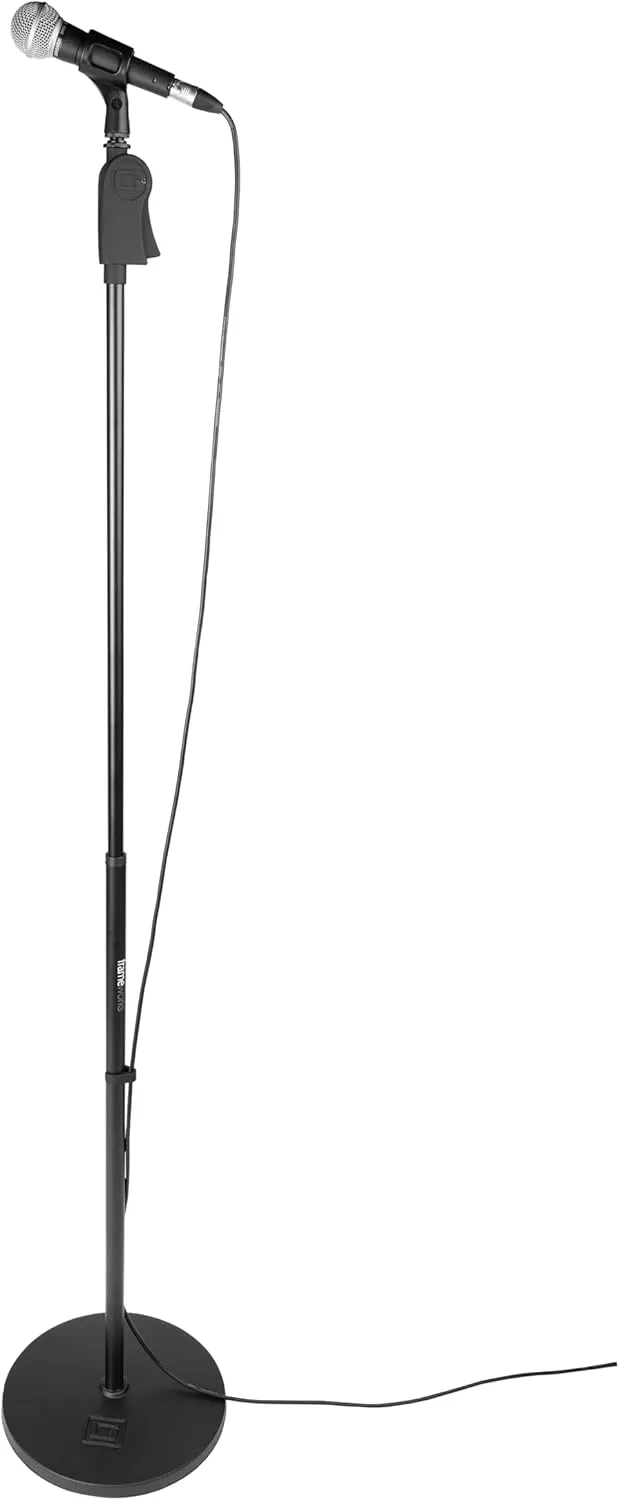 Gator Frameworks Microphone Stand with 12" Weighted Base and Deluxe Soft Grip Squeeze Height Adjustment, (GFW-MIC-1201)