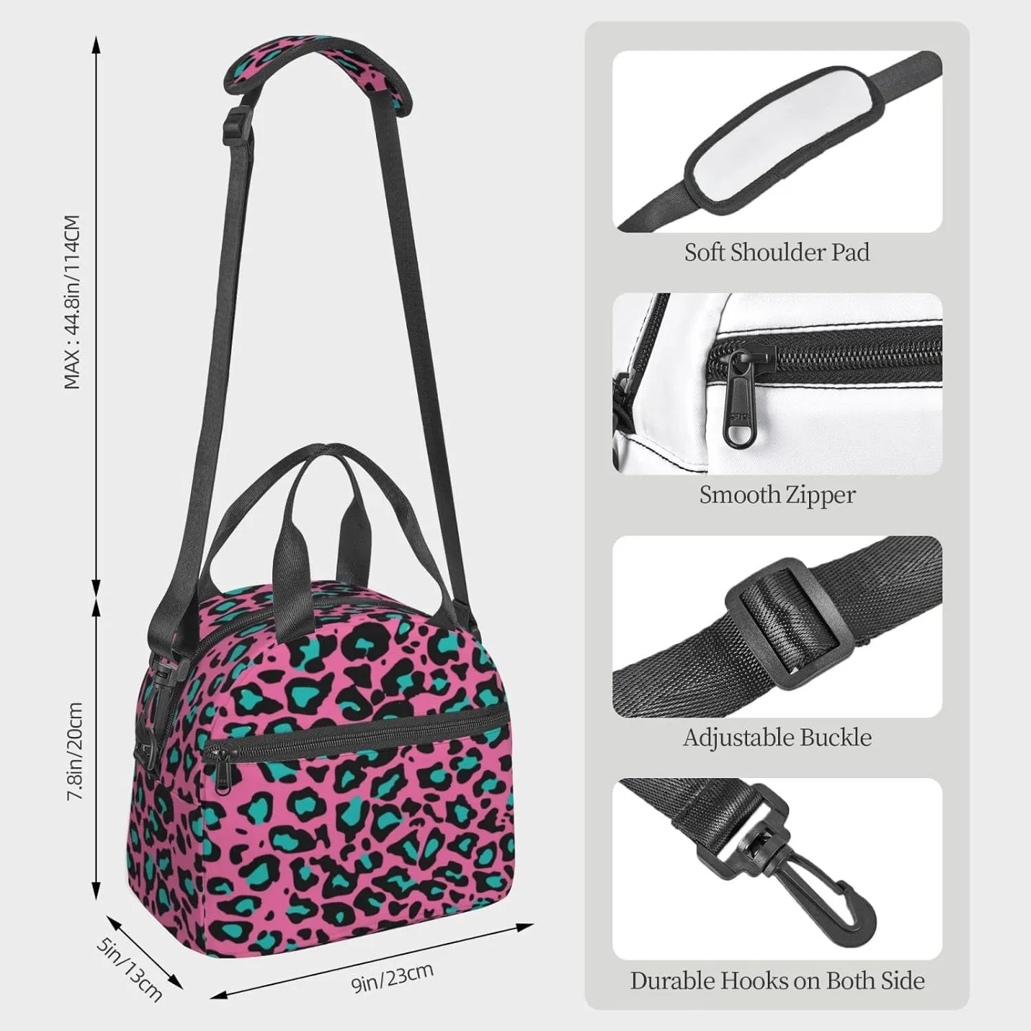 Gecko,Insulated Lunch Bag for Women/Men,Gecko Moon Lizard,Reusable Leakproof Cooler Tote Bag Organizer with Adjustable Shoulder Strap for Adult,Blue Yellow Black