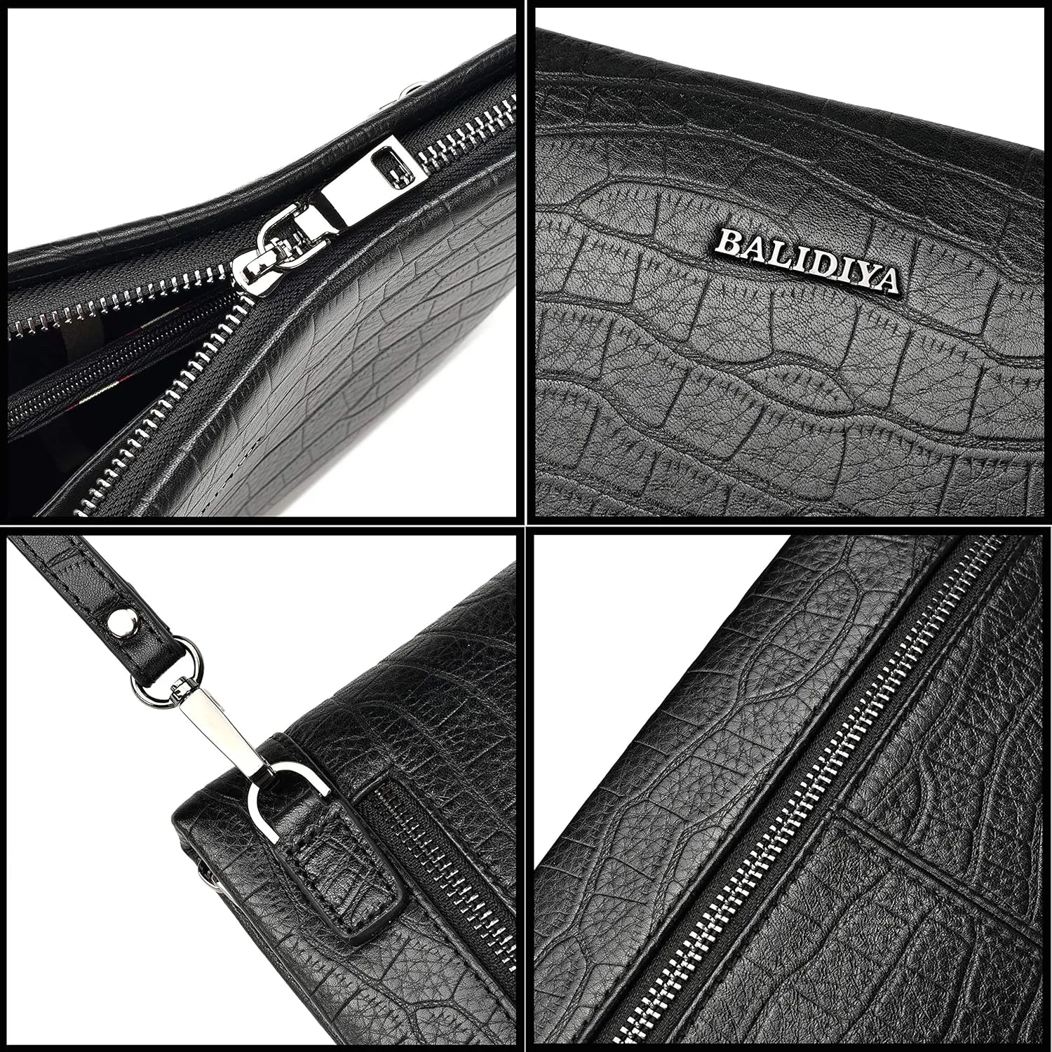 Genuine Leather Clutch Bag for Men Handbag Wrist Bag Business Large Purse Envelope Bag