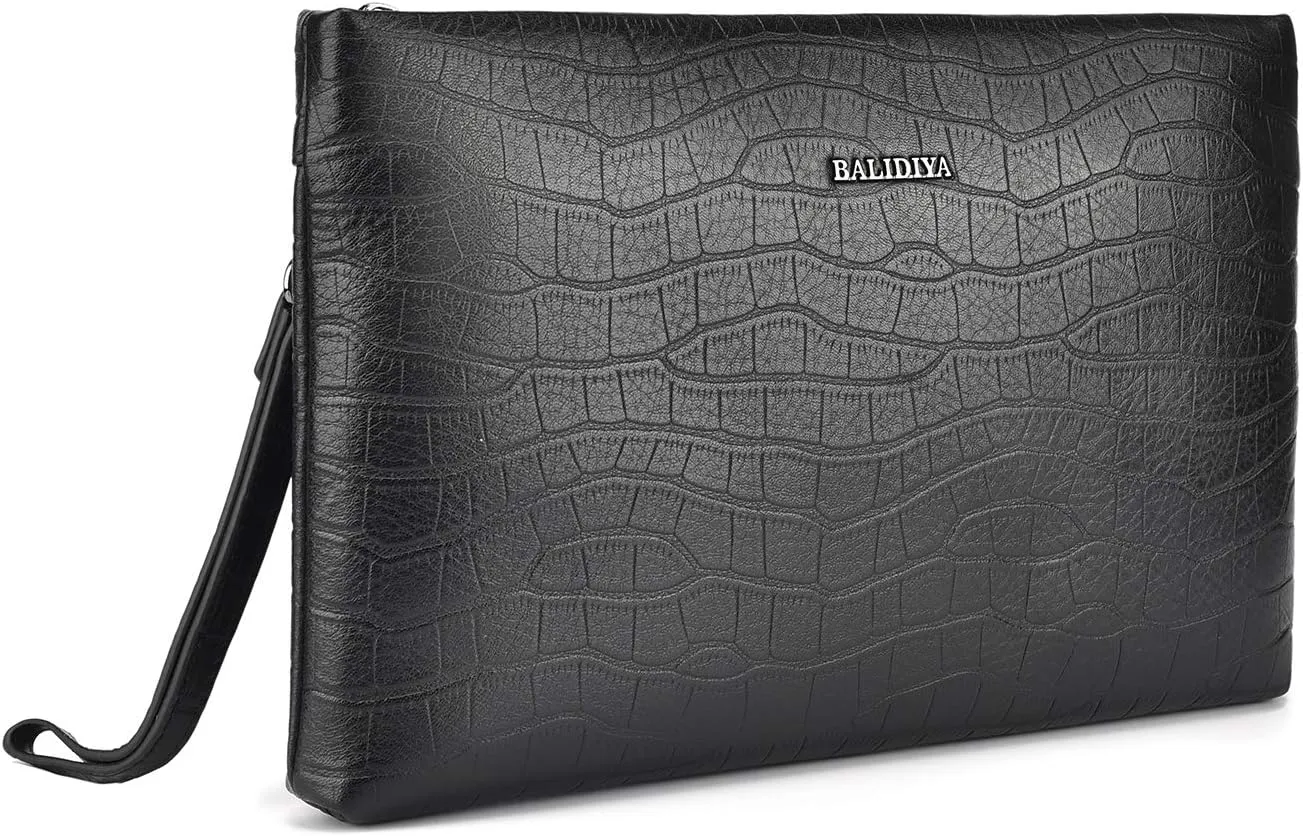 Genuine Leather Clutch Bag for Men Handbag Wrist Bag Business Large Purse Envelope Bag