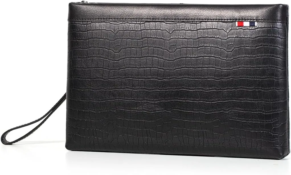 Genuine Leather Clutch Bag for Men Handbag Wrist Bag Business Large Wallet Purse Envelope Bag
