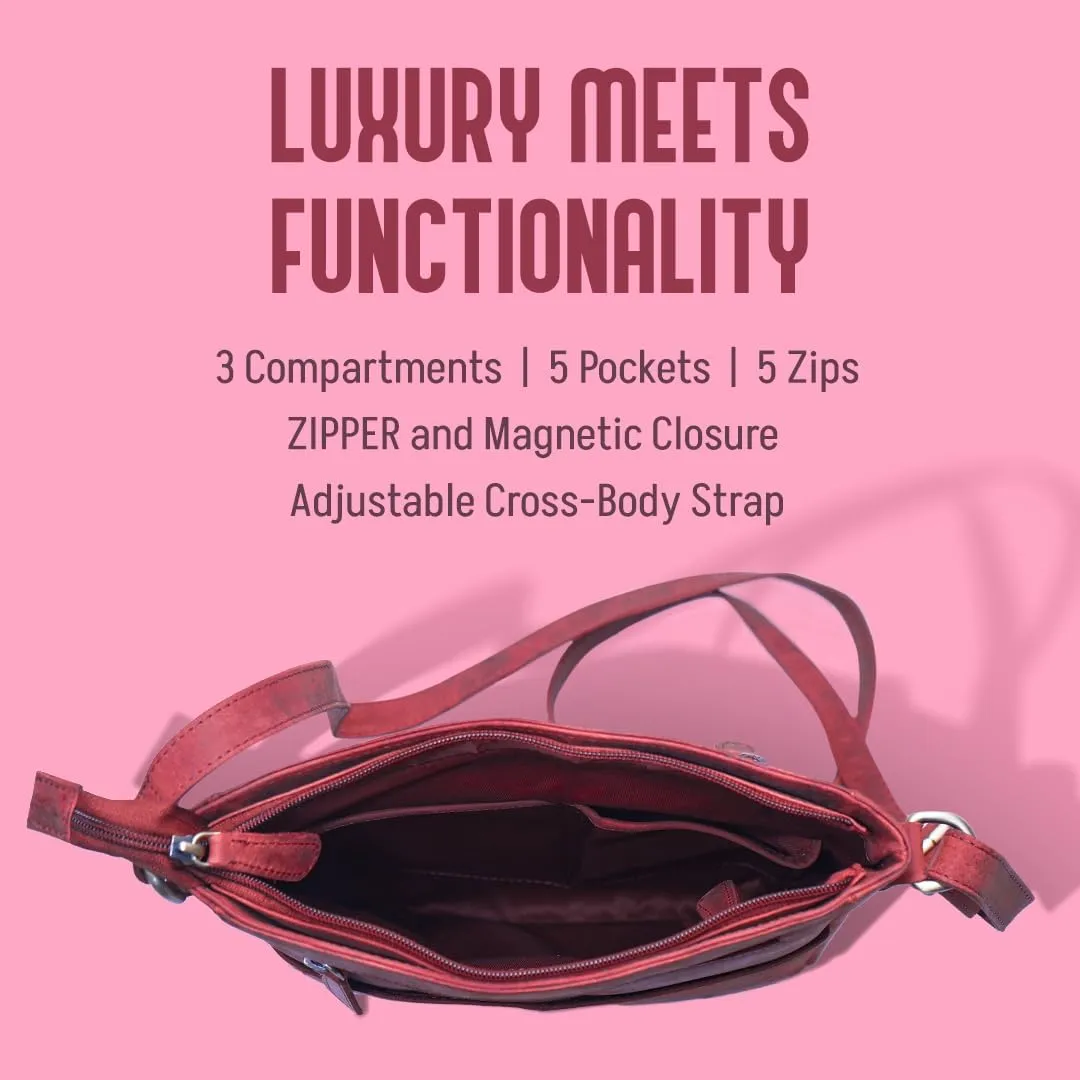 Genuine Leather Crossbody Bag for Women – Medium Size Leathure Purse, Stylish and Durable Handbags for Women