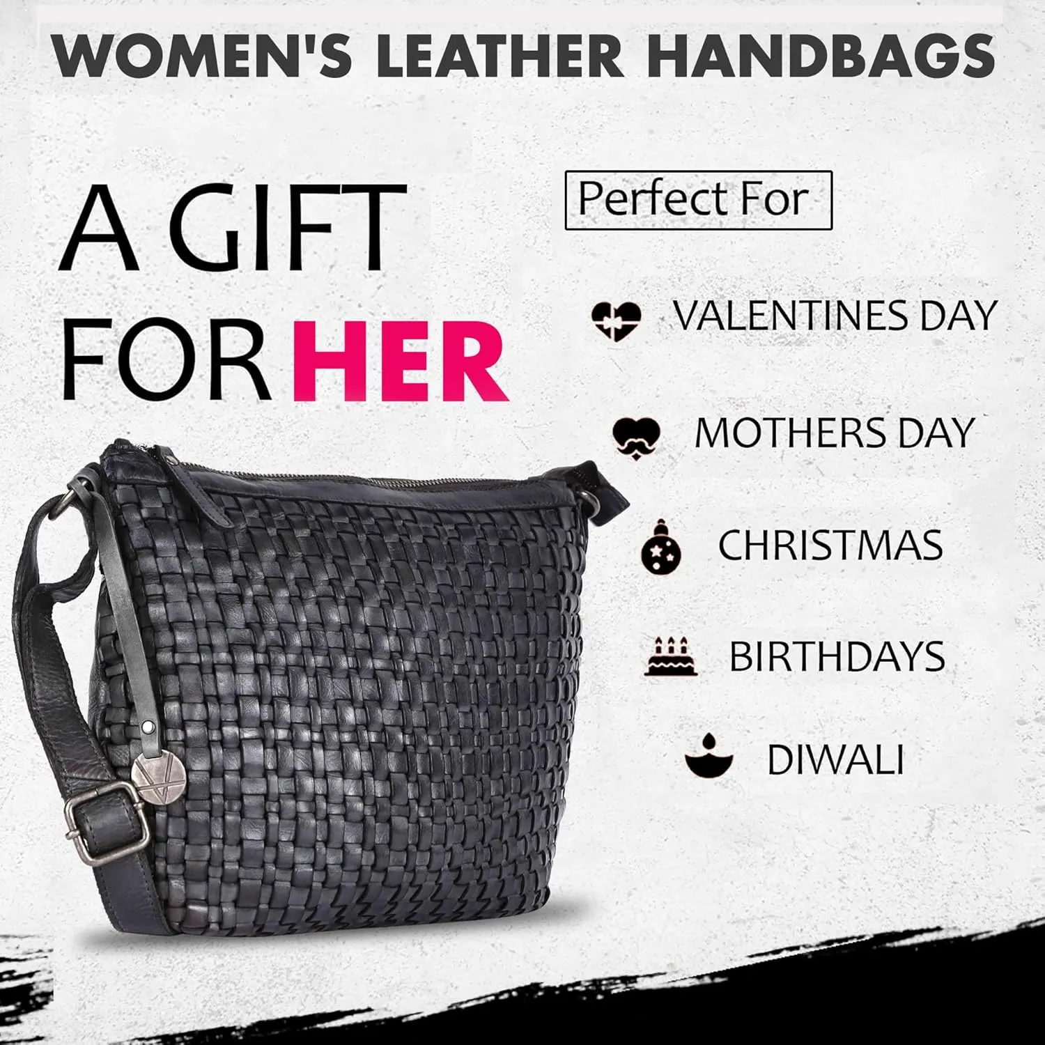 Genuine Leather Crossbody Sling Bag for Women, Purse for Women Trendy Casual Office Bag with Adjustable Strap