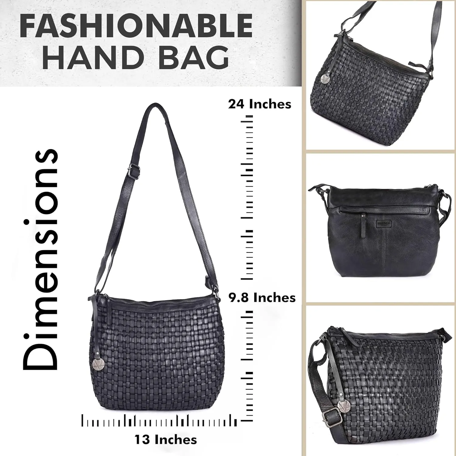 Genuine Leather Crossbody Sling Bag for Women, Purse for Women Trendy Casual Office Bag with Adjustable Strap