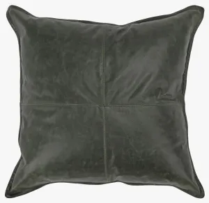 Genuine Leather Pillow Cover Case for Lumbar Throw Couch Pillows - Farmhouse Decorative Modern Sofa Thick & Soft Cushion Covers (Forest Green, 20" x 20")