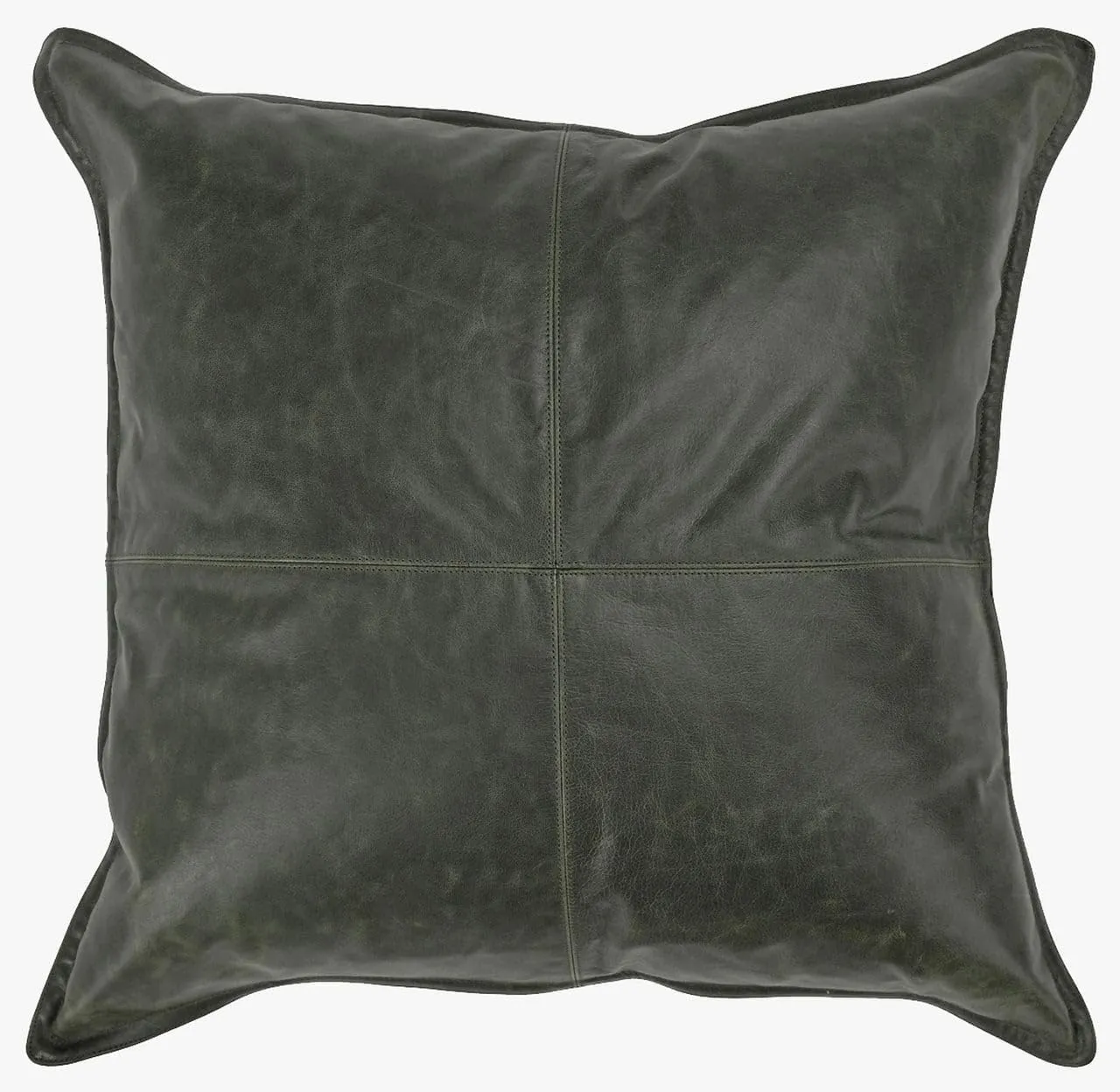 Genuine Leather Pillow Cover Case for Lumbar Throw Couch Pillows - Farmhouse Decorative Modern Sofa Thick & Soft Cushion Covers (Forest Green, 20" x 20")