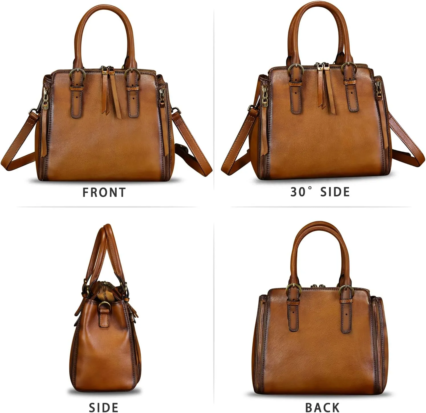 Genuine Leather Purses and Handbags for Women Satchel Bag Vintage Crossbody Shoulder Bag Top Handle Bag Purse