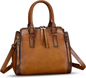 Genuine Leather Purses and Handbags for Women Satchel Bag Vintage Crossbody Shoulder Bag Top Handle Bag Purse