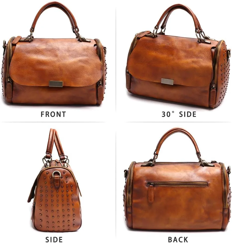 Genuine Leather Purses and Handbags for Women Vintage Handmade Leather Top Handle Shoulder Bag Crossbody Satchel Purse