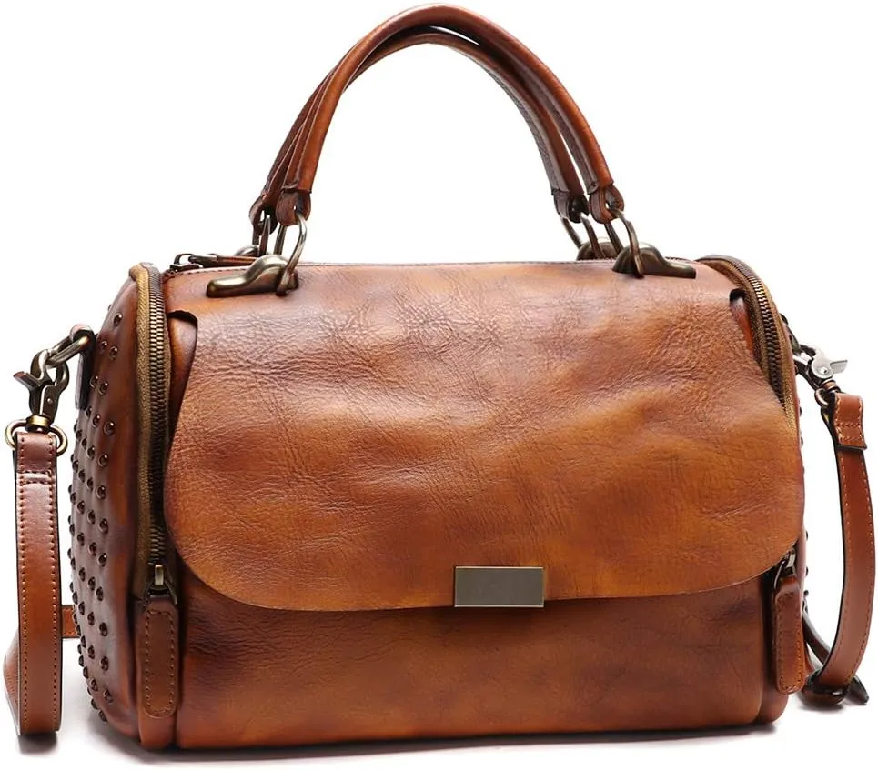 Genuine Leather Purses and Handbags for Women Vintage Handmade Leather Top Handle Shoulder Bag Crossbody Satchel Purse