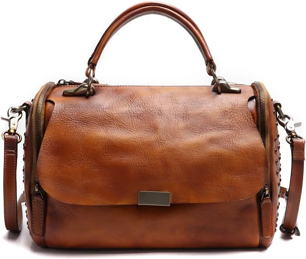 Genuine Leather Purses and Handbags for Women Vintage Handmade Leather Top Handle Shoulder Bag Crossbody Satchel Purse