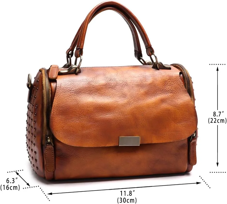 Genuine Leather Purses and Handbags for Women Vintage Handmade Leather Top Handle Shoulder Bag Crossbody Satchel Purse