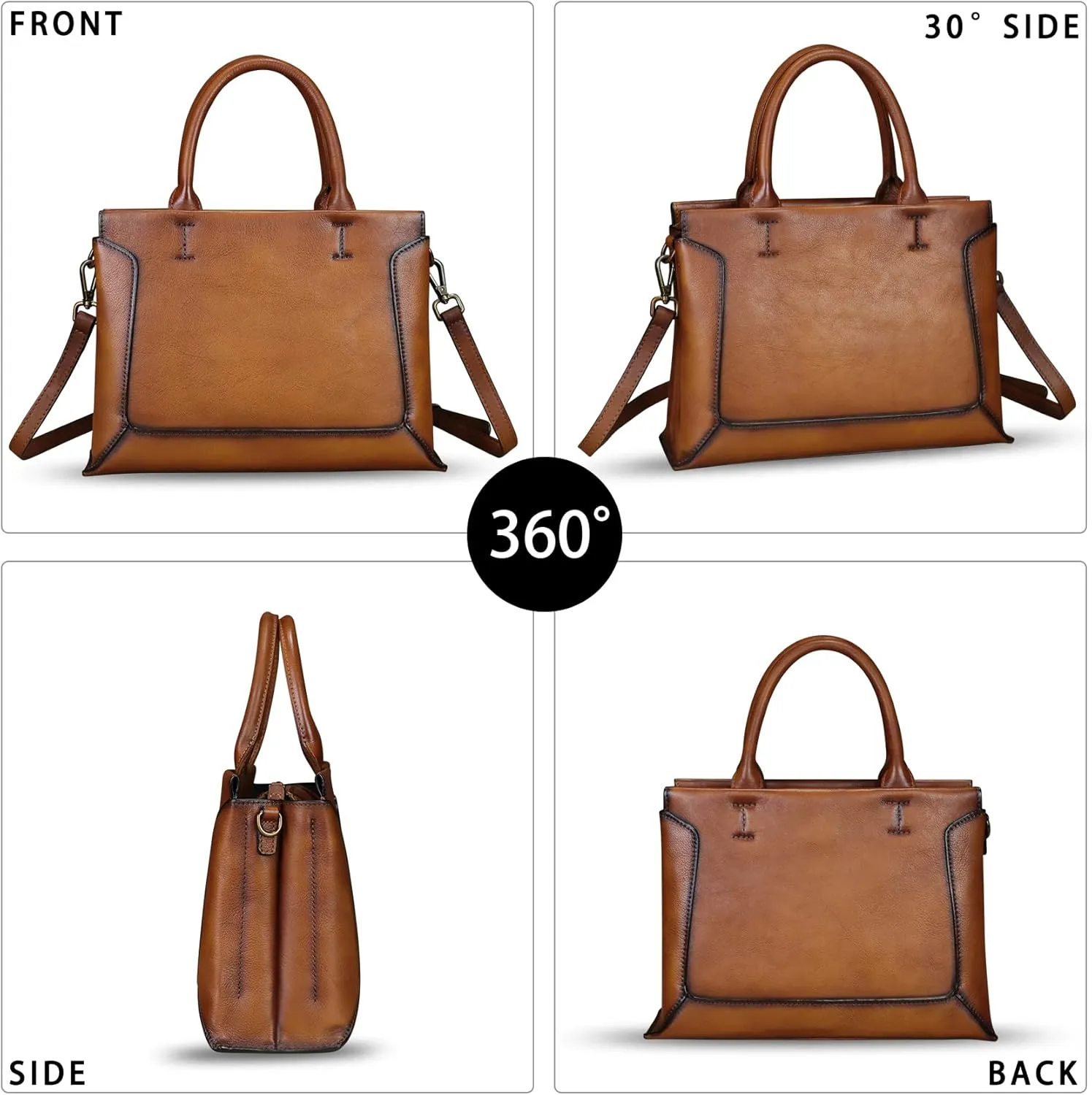 Genuine Leather Satchel for Women Leather Handbag Top Handle Bags Handmade Purse Crossbody Handbags Tote Bag