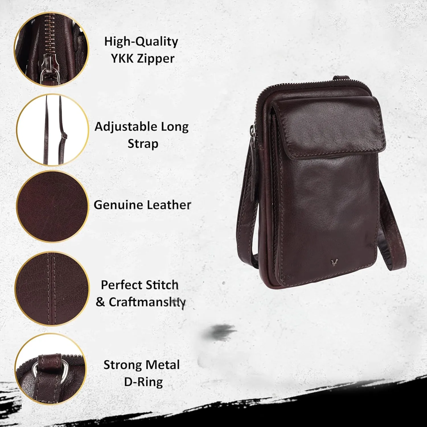 Genuine Leather Small Crossbody Bags For Women Cell Phone Purse, Trendy Casual Bag with Adjustable Strap