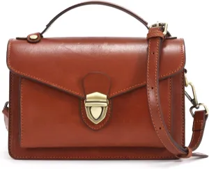 Genuine Leather Top-Handle Bag For Women: Crossbody Handbags - Vintage Messenge Bag Buckle Shoulder Purse