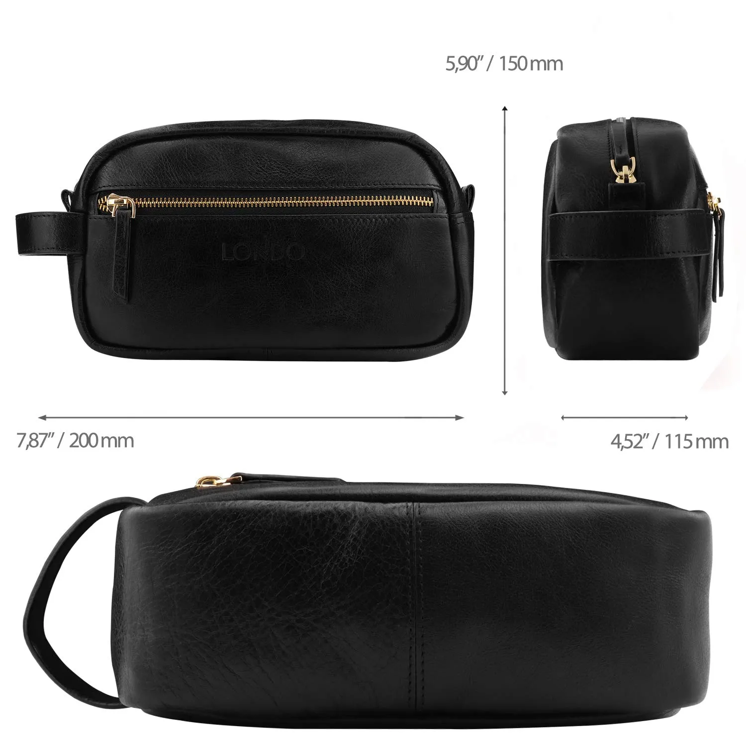 Genuine Leather Travel Toiletry Bag – Makeup, Shaving Organizer, Dopp Kit for Men & Women, Durable & Stylish Travel Accessory