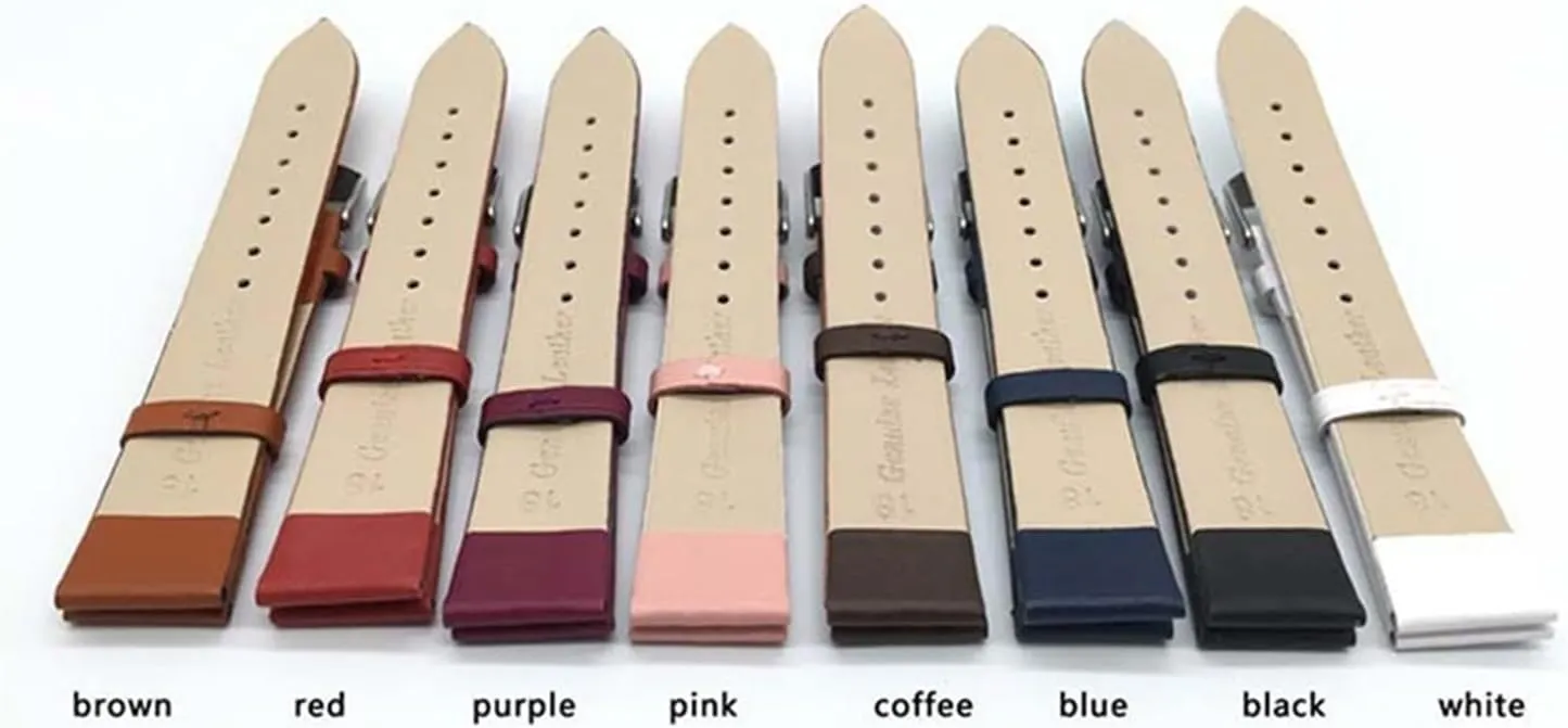 Genuine Leather Watch Strap Solid Color Watch BandFor Men And Women 12mm 14mm 16mm 18mm 20mm 22mm