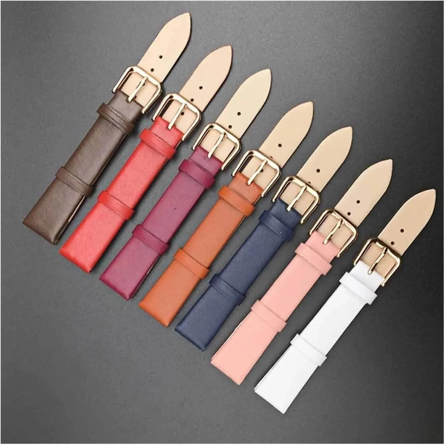 Genuine Leather Watch Strap Solid Color Watch BandFor Men And Women 12mm 14mm 16mm 18mm 20mm 22mm