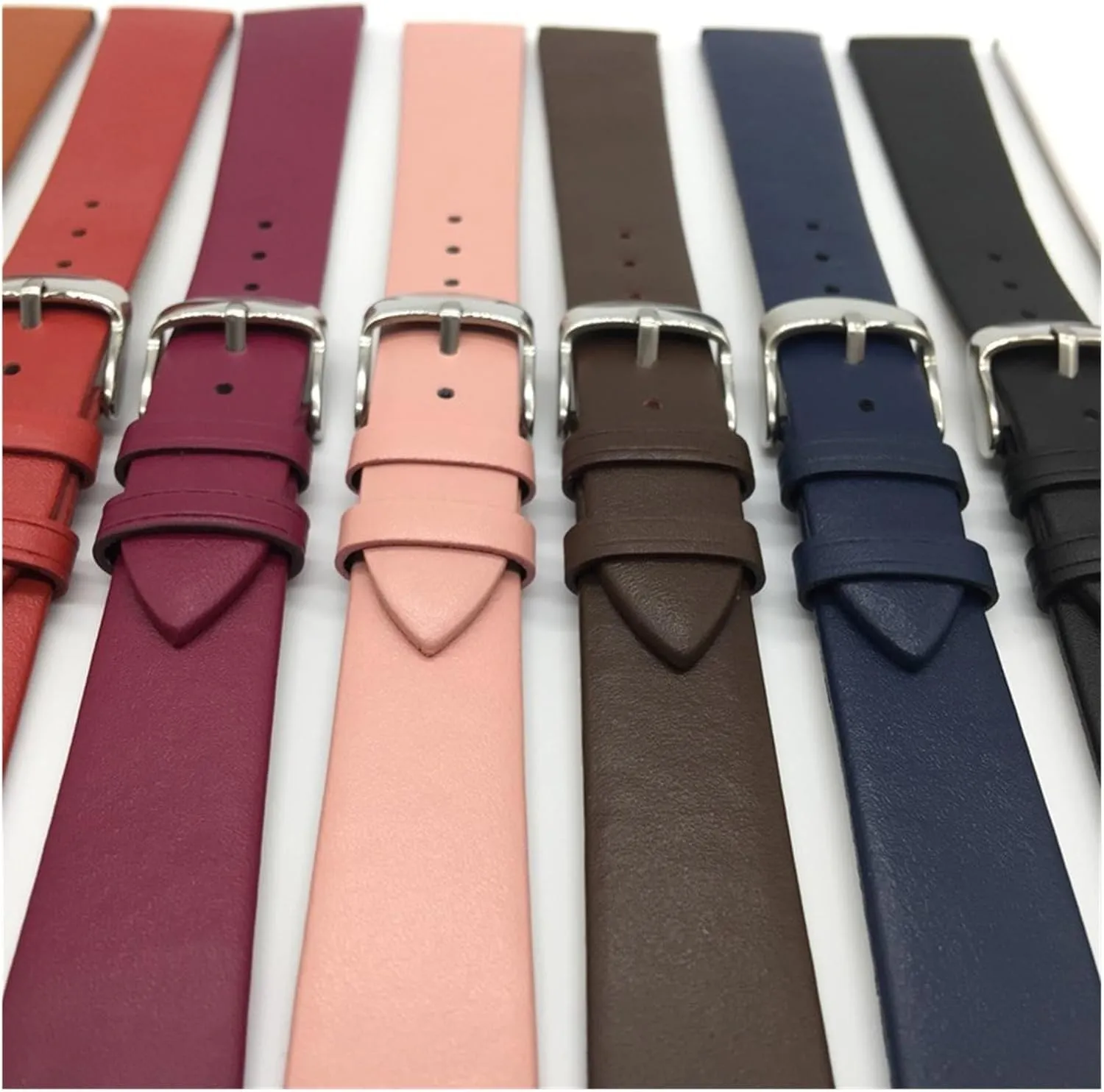 Genuine Leather Watch Strap Solid Color Watch BandFor Men And Women 12mm 14mm 16mm 18mm 20mm 22mm