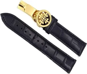 Genuine leather watchstrap For Patek Philippe Wath bands With Stainless Steel Deploy Clasp Men Women