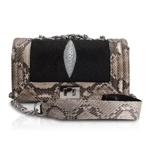 GENUINE PYTHON AND STINGRAY HANDBAG "ANGEL WINGS"