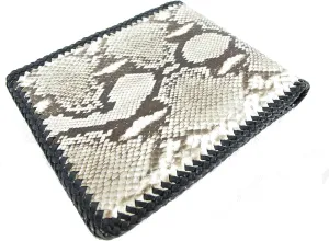 Genuine Python Snake Skin Leather Bifold Handmade Wallet ([B1] 6 Card Slots   2 ID Windows   2 Compartment for Bills, Reticulated Natural)