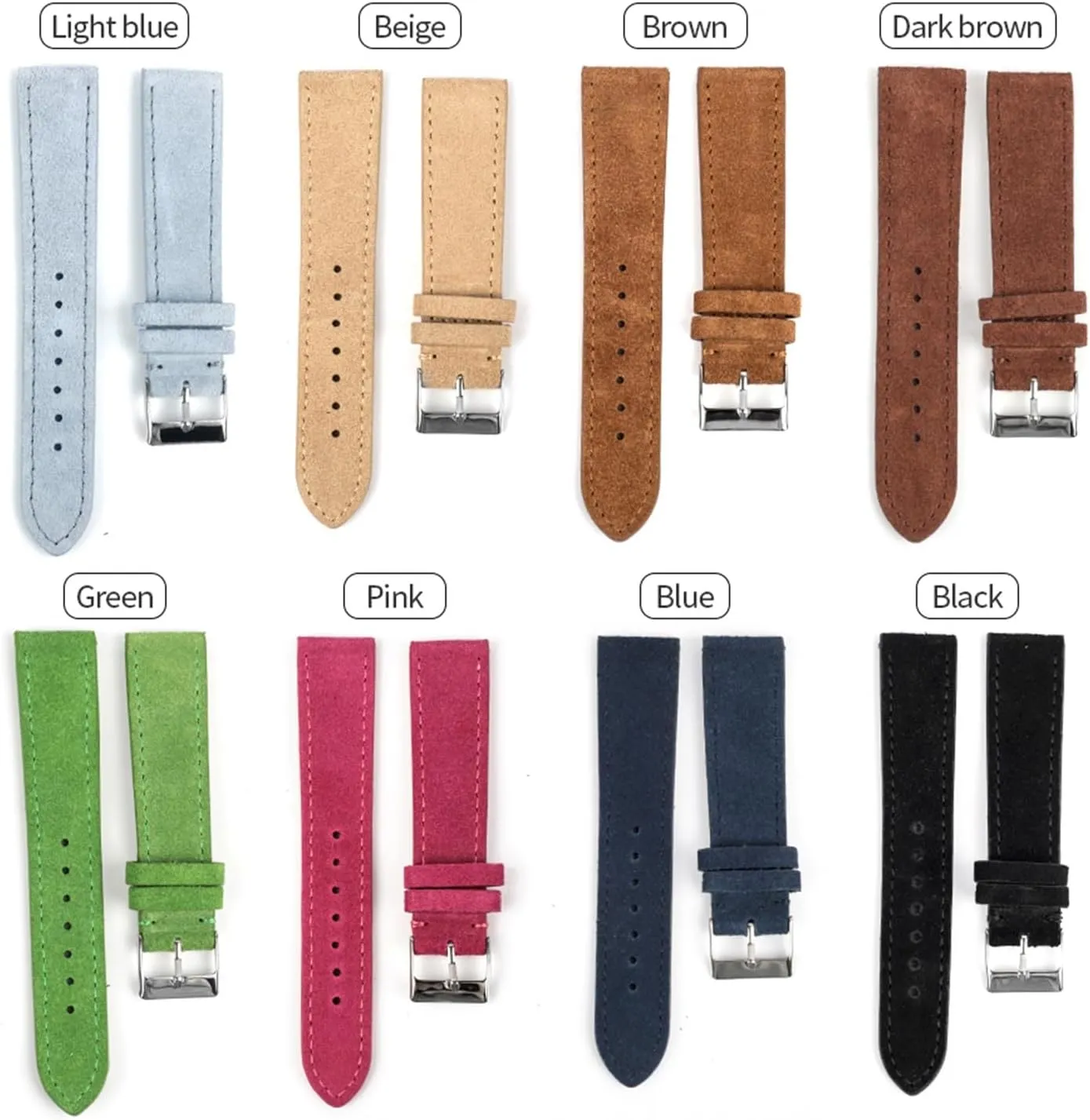 Genuine Suede Leather Watch Band Stainless Steel Buckle Men Women Watch Accessories