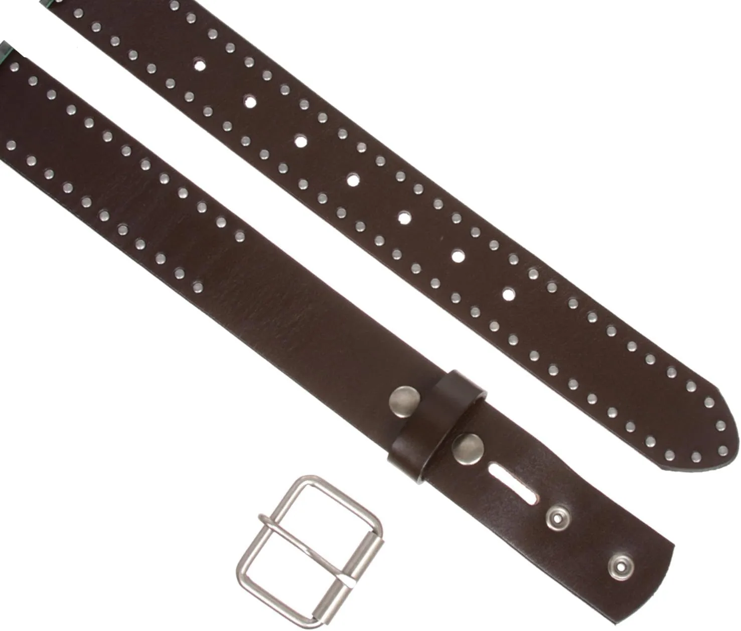 Genuine Vintage Retro Circle Studded Leather Belt - Interchangeable buckle