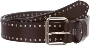 Genuine Vintage Retro Circle Studded Leather Belt - Interchangeable buckle