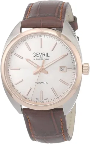 Gevril Men's Five Points Swiss Automatic Watch, Genuine Italian Leather Strap