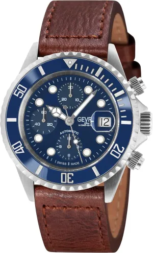 Gevril Men's Wall Street Stainless Steel Watch, Genuine Italian Leather Strap