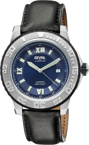 Gevril Seacloud Men's Automatic Watch, Genuine Leather Strap with Buckle