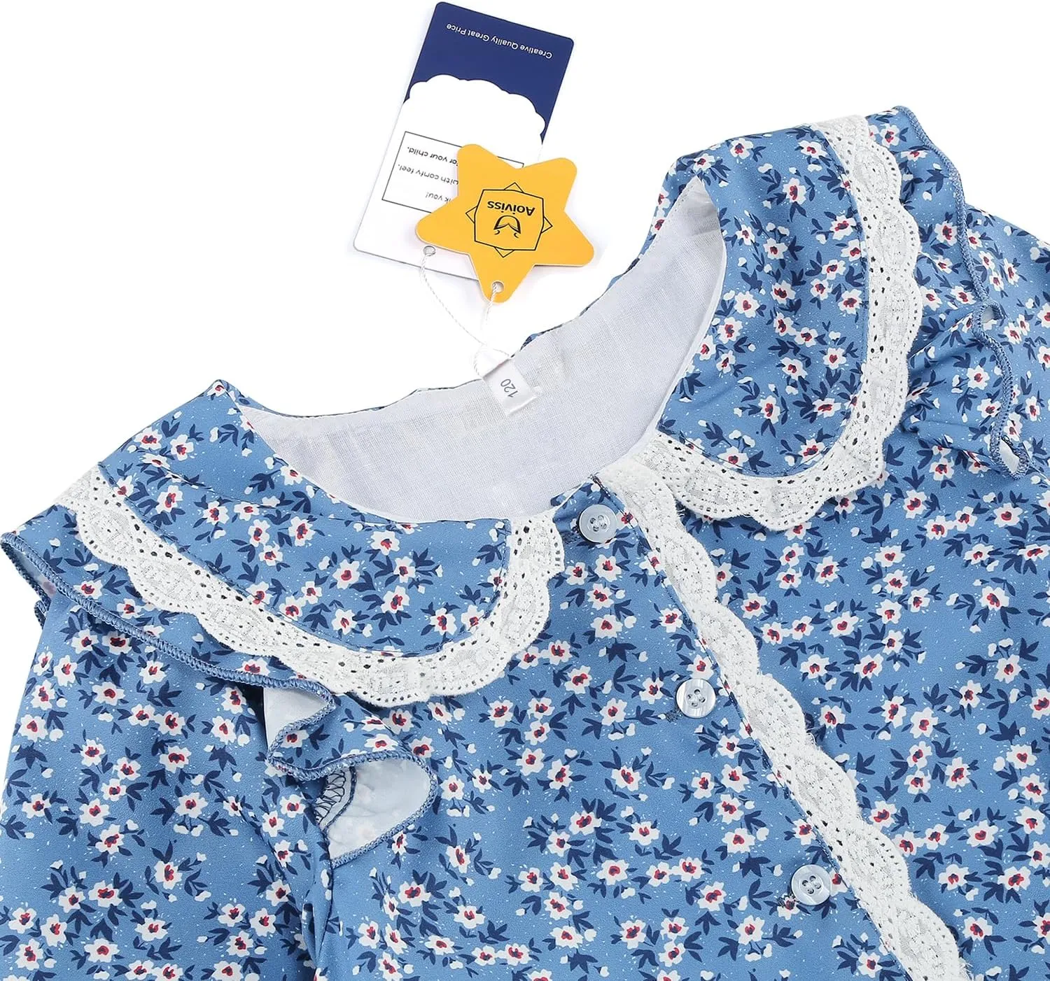 Girls Pioneer Costume Floral Colonial Prairie Dress for Little Kids with Apron and Bonnet