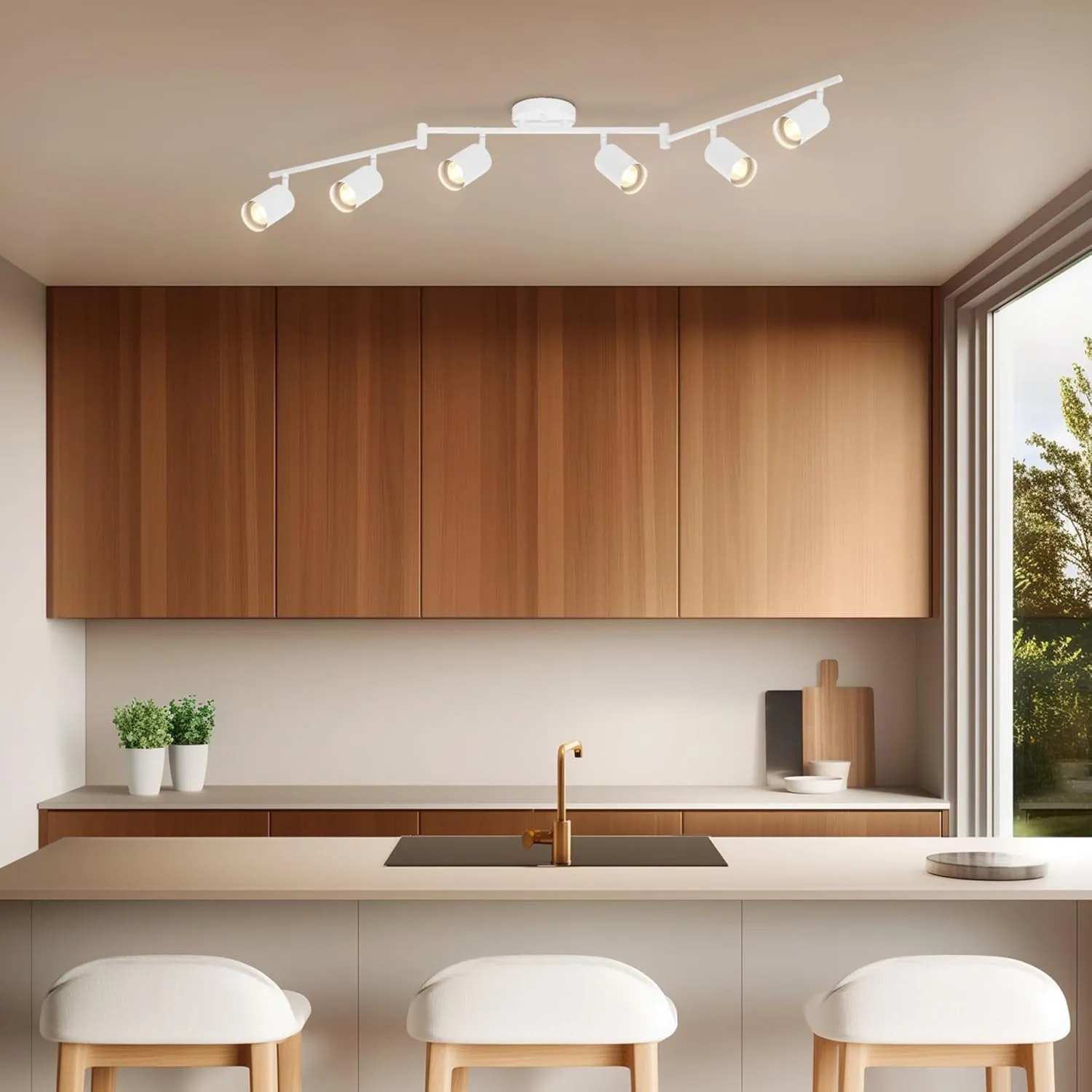 GLOBE Electric 64000122 47" 6-Light Foldable Track Lighting, Matte White, Pivoting Track Heads