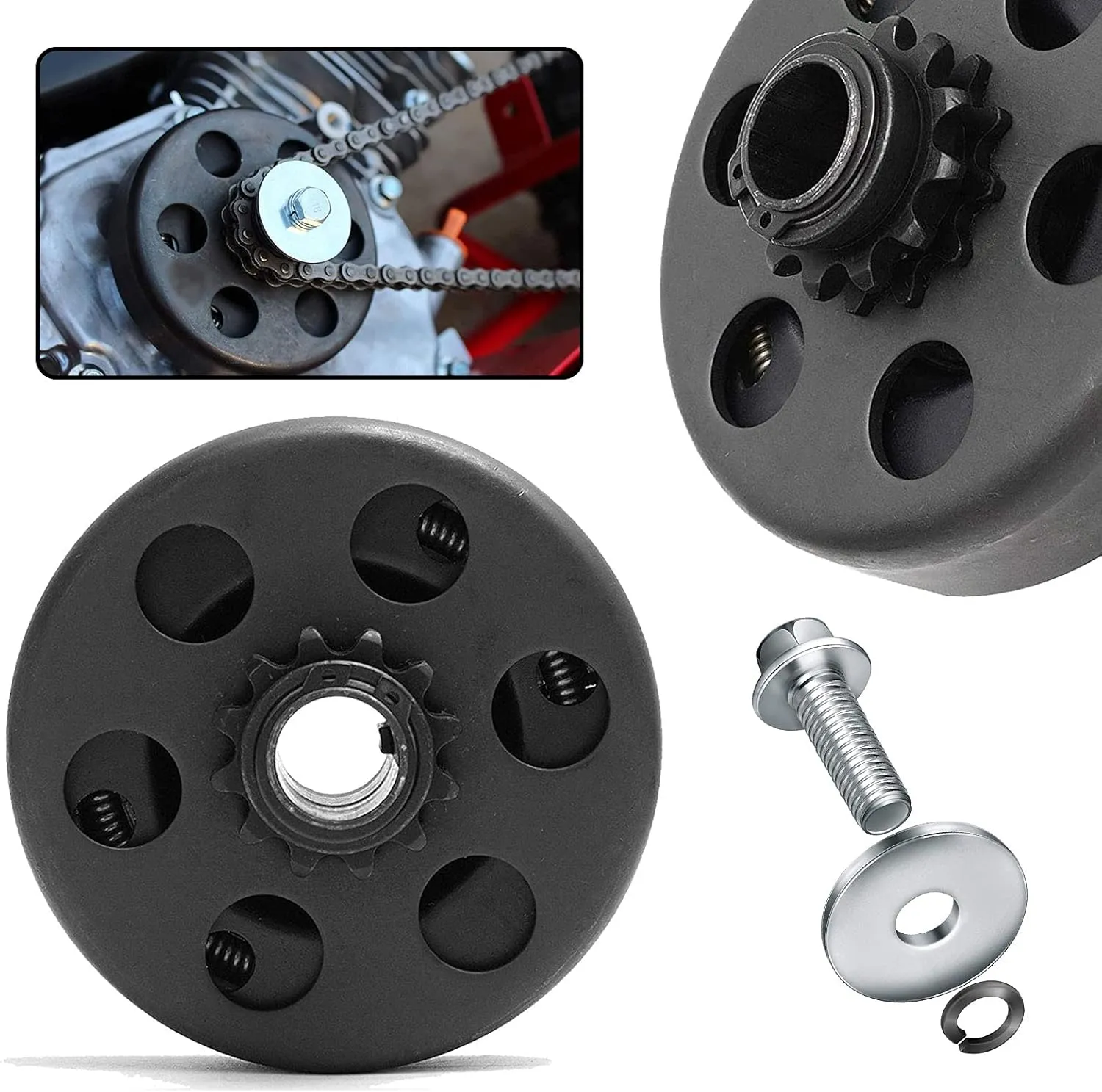 Go Kart Clutch 3/4" Bore 12T with #35 Chain Centrifugal Clutch and Chain for Go Kart Minibike Honda Kart Engines