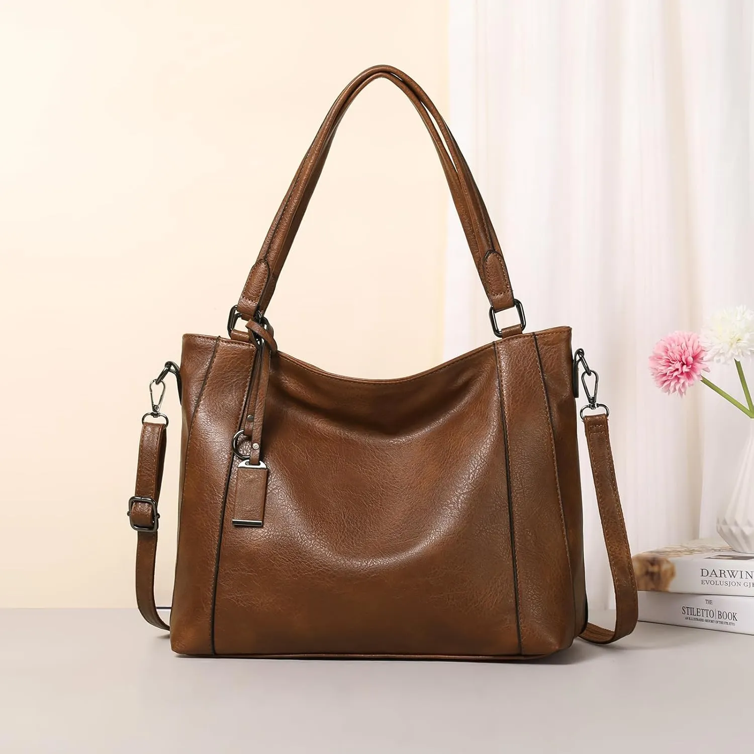 GOIACII Leather Tote Bag for Women - Shoulder Bag with Top Handle