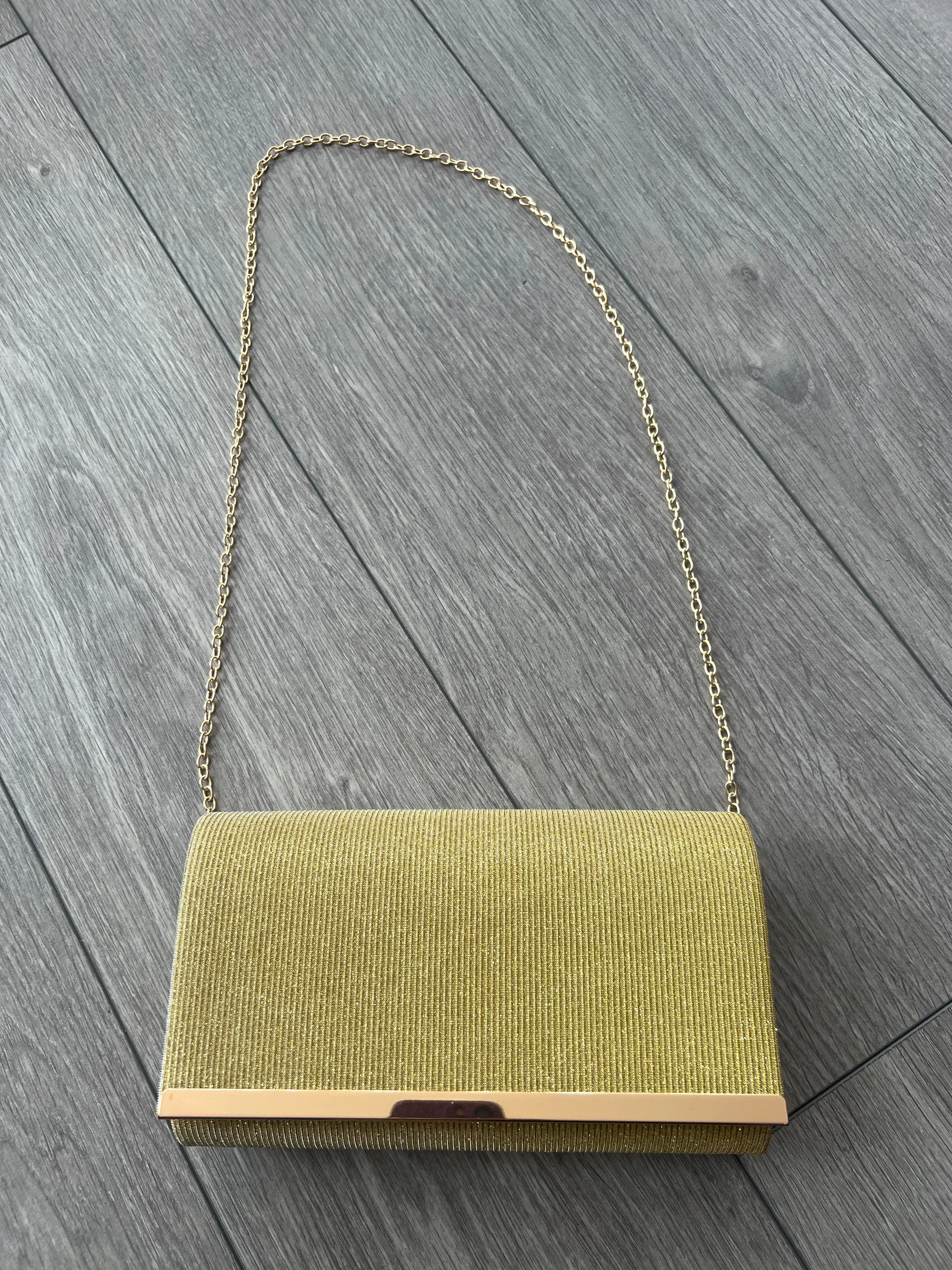 Gold Glitter Shimmer Clutch Bag