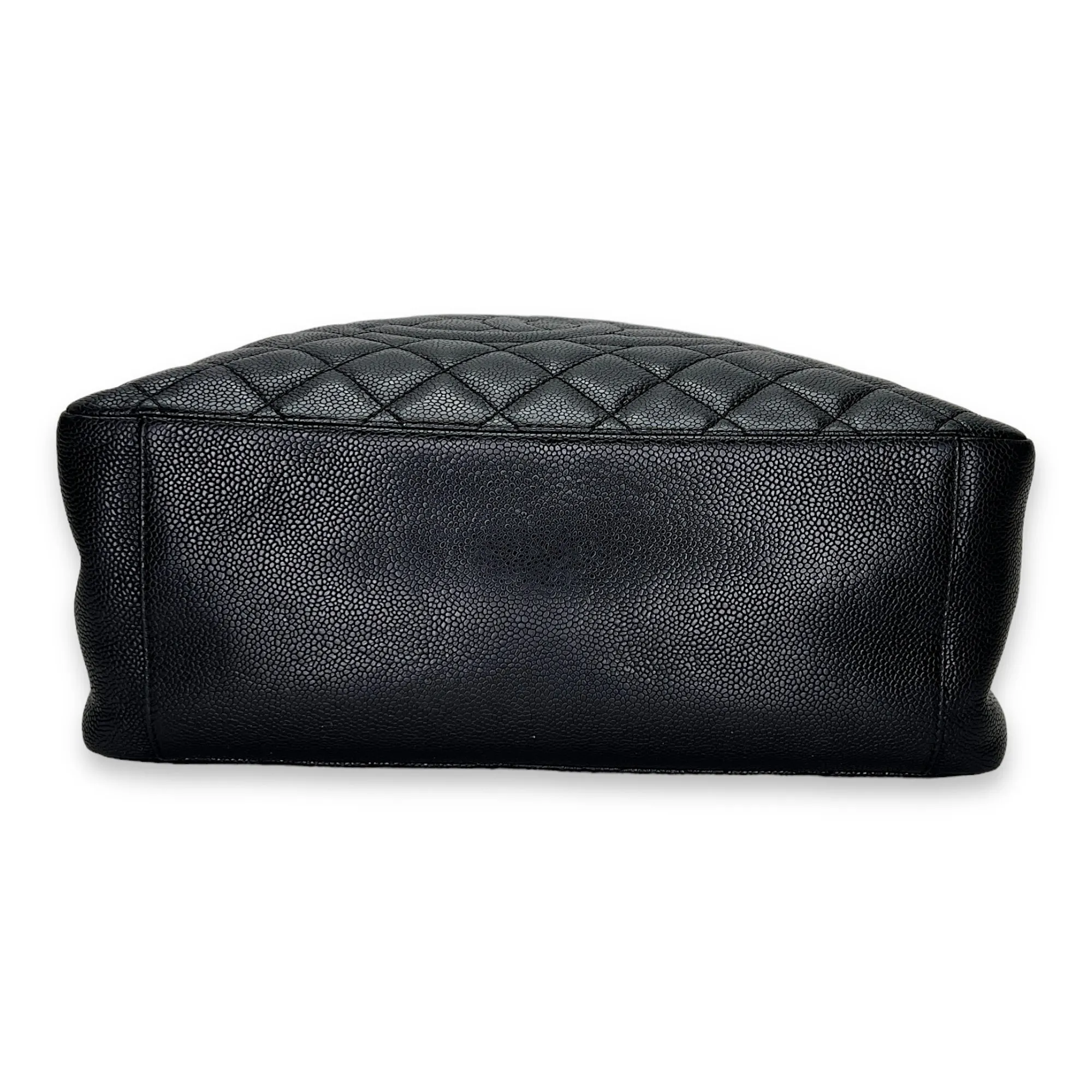 GST Black Shoulder Bag in Caviar Leather, Silver hardware