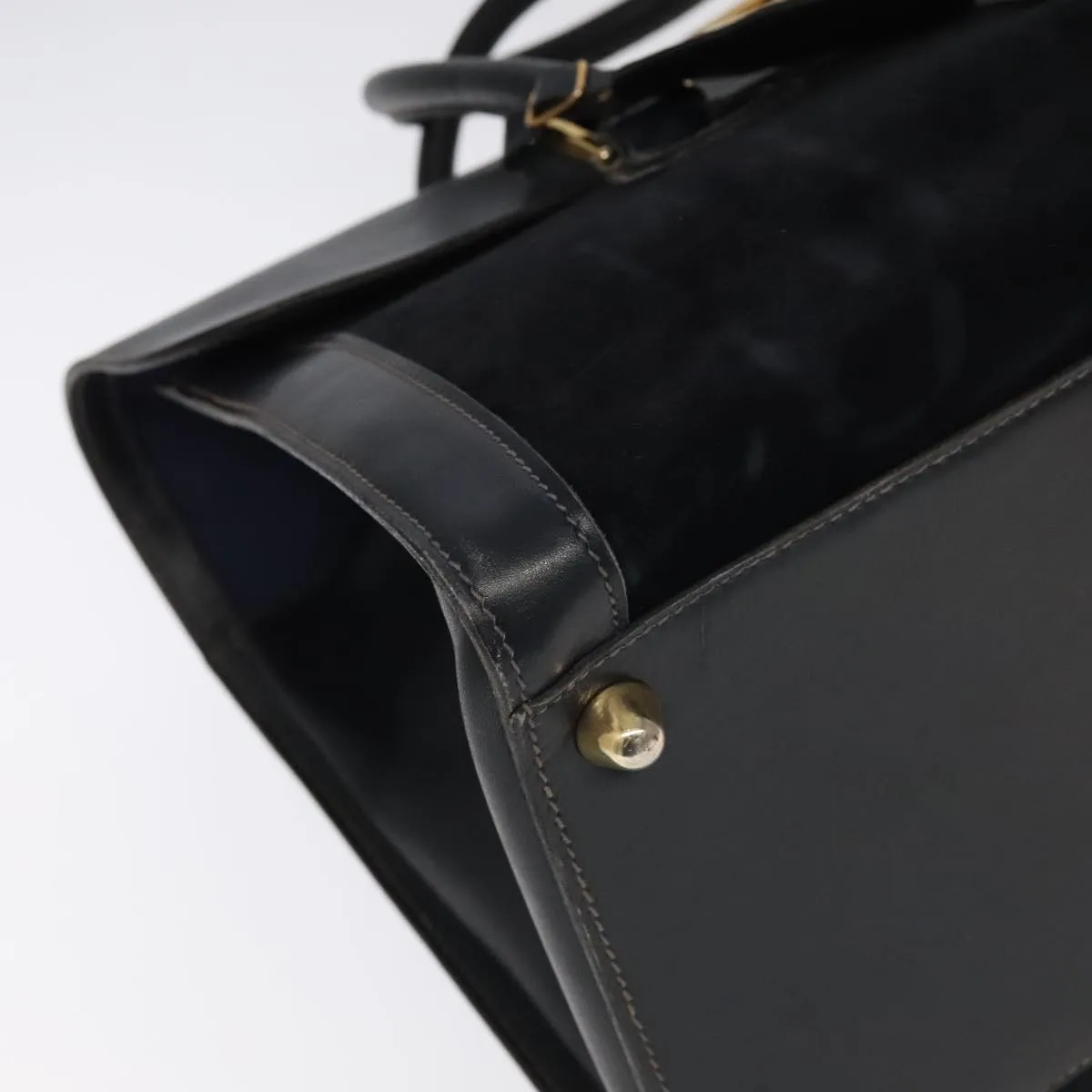 GUCCI Boston Bag Leather Suede Navy ep6503