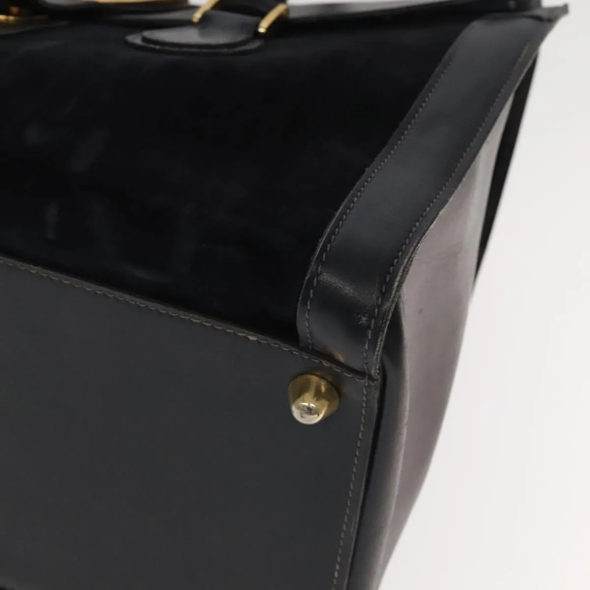 GUCCI Boston Bag Leather Suede Navy ep6503