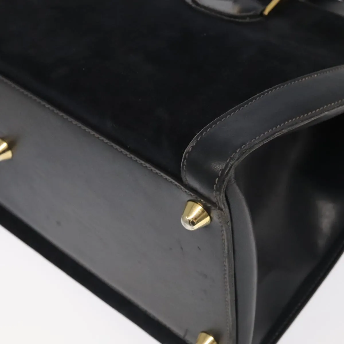 GUCCI Boston Bag Leather Suede Navy ep6503