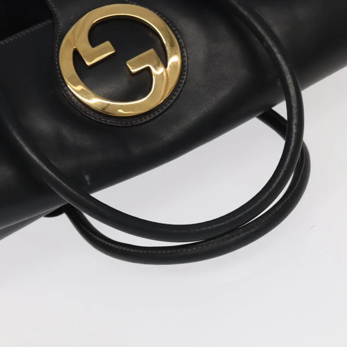 GUCCI Boston Bag Leather Suede Navy ep6503