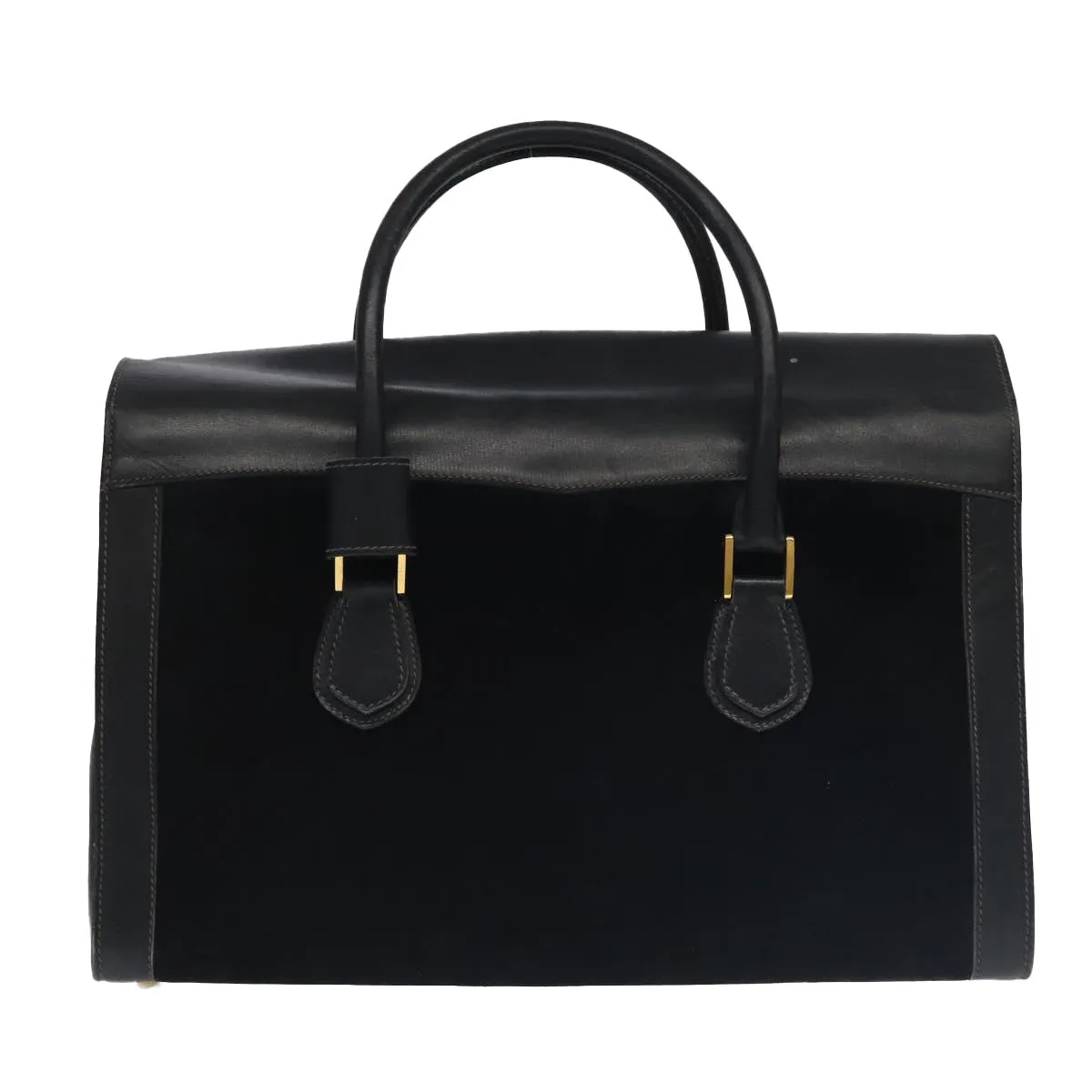 GUCCI Boston Bag Leather Suede Navy ep6503