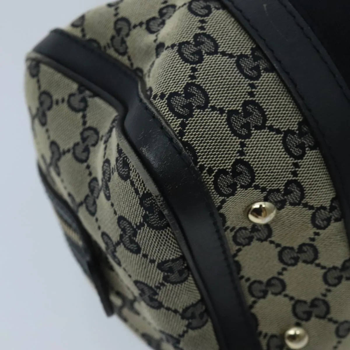 GUCCI GG Canvas Boston Bag 2way Beige Navy Silver 269876 ep6128
