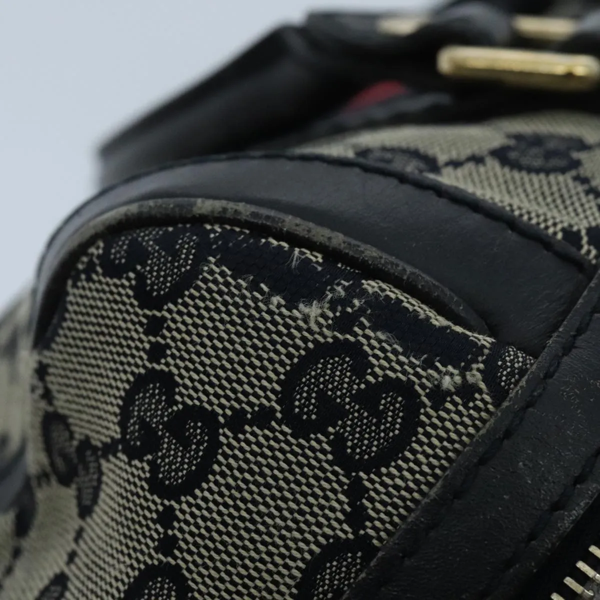 GUCCI GG Canvas Boston Bag 2way Beige Navy Silver 269876 ep6128