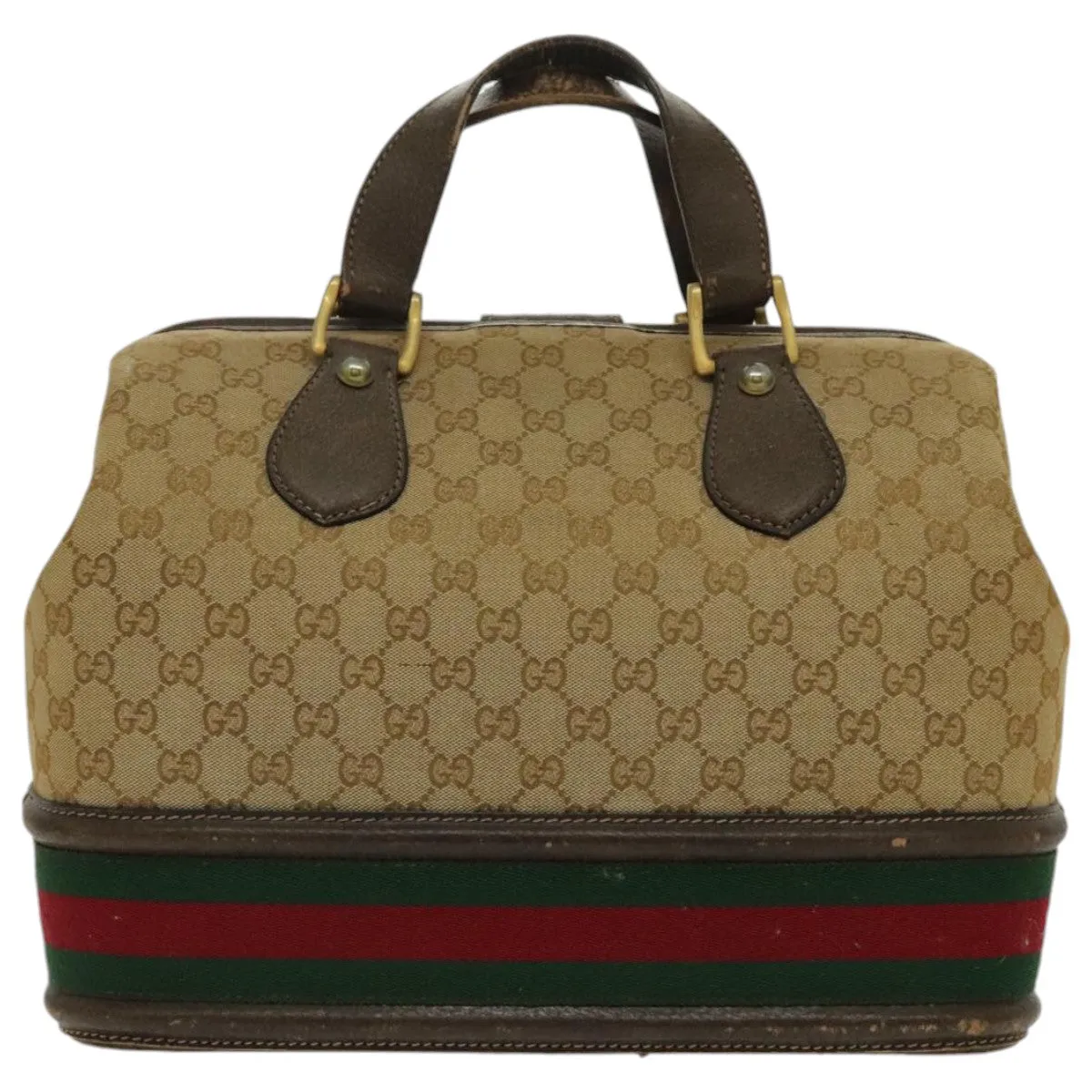 GUCCI GG Canvas Boston Bag Beige Green Red 96615