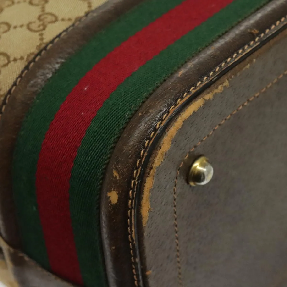 GUCCI GG Canvas Boston Bag Beige Green Red 96615